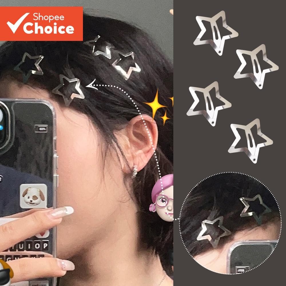 Grampos De Cabelo Elegantes Estrela-Clipes BB Prateados Estilo INS Coreano
