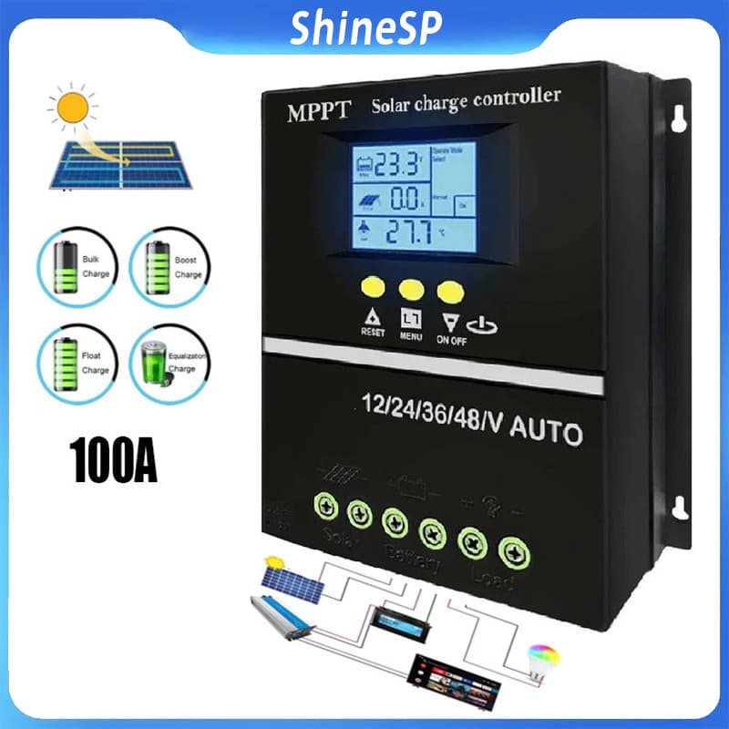 Controlador De Carga Solar 100A Regulador Mppt 12/24/36/48v controlador de Iluminação Pública