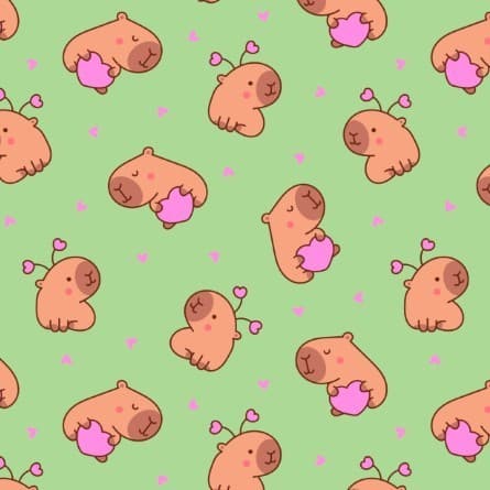 Tecido TRICOLINE MISTA Estampa Digital - capivarinhas fofas