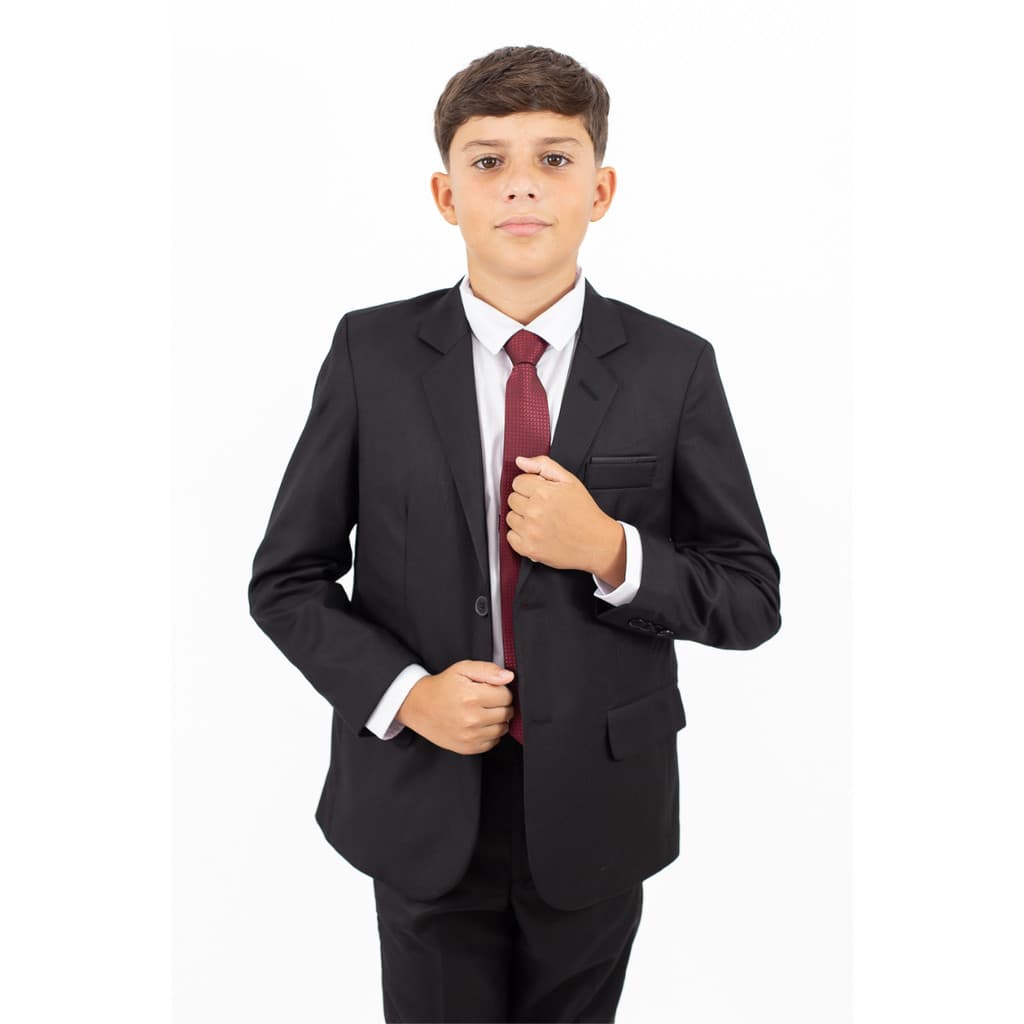 Terno Infantil Slim Preto Poliviscose Italiano