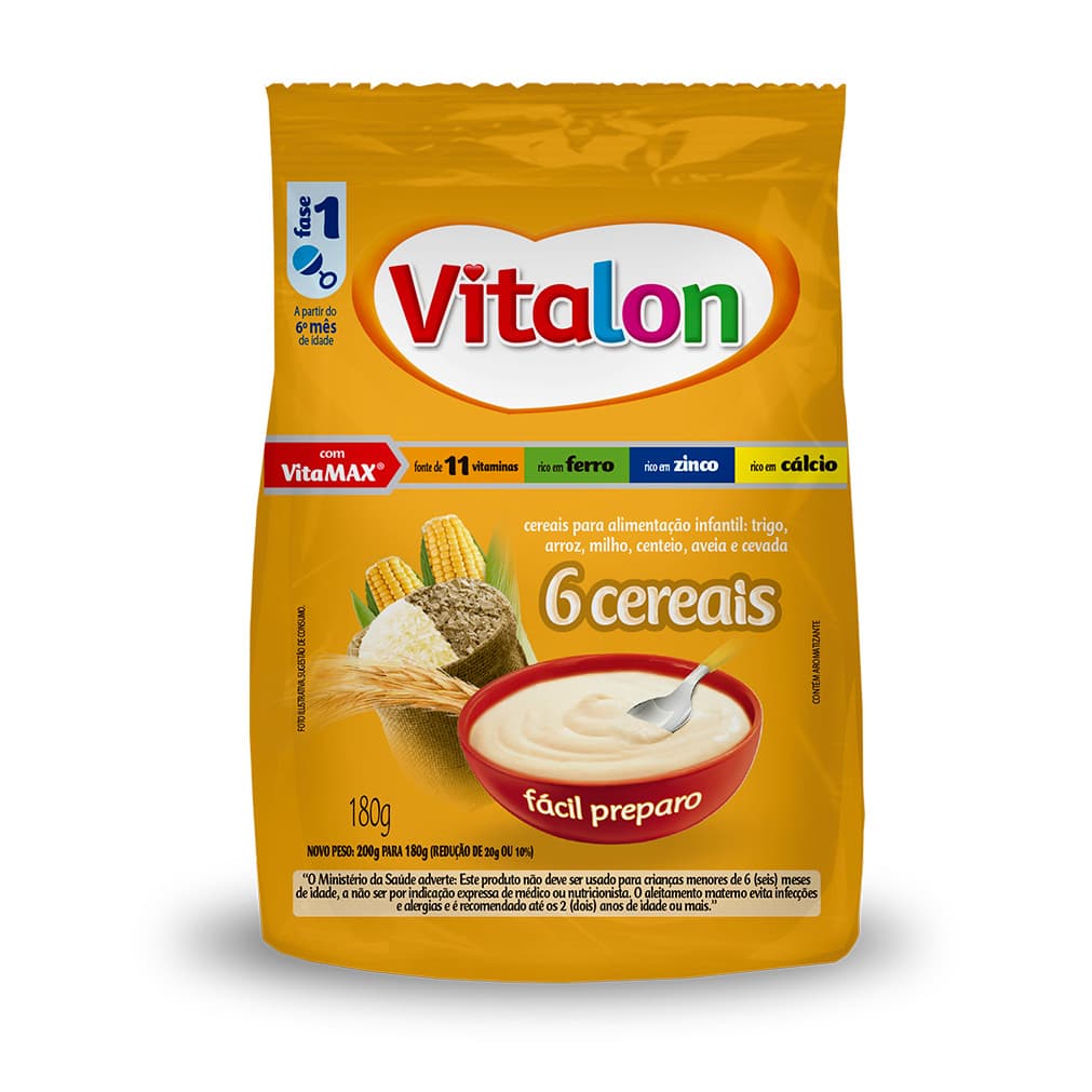 Mingau de 6 Cereais Vitalon - Sachê 180g