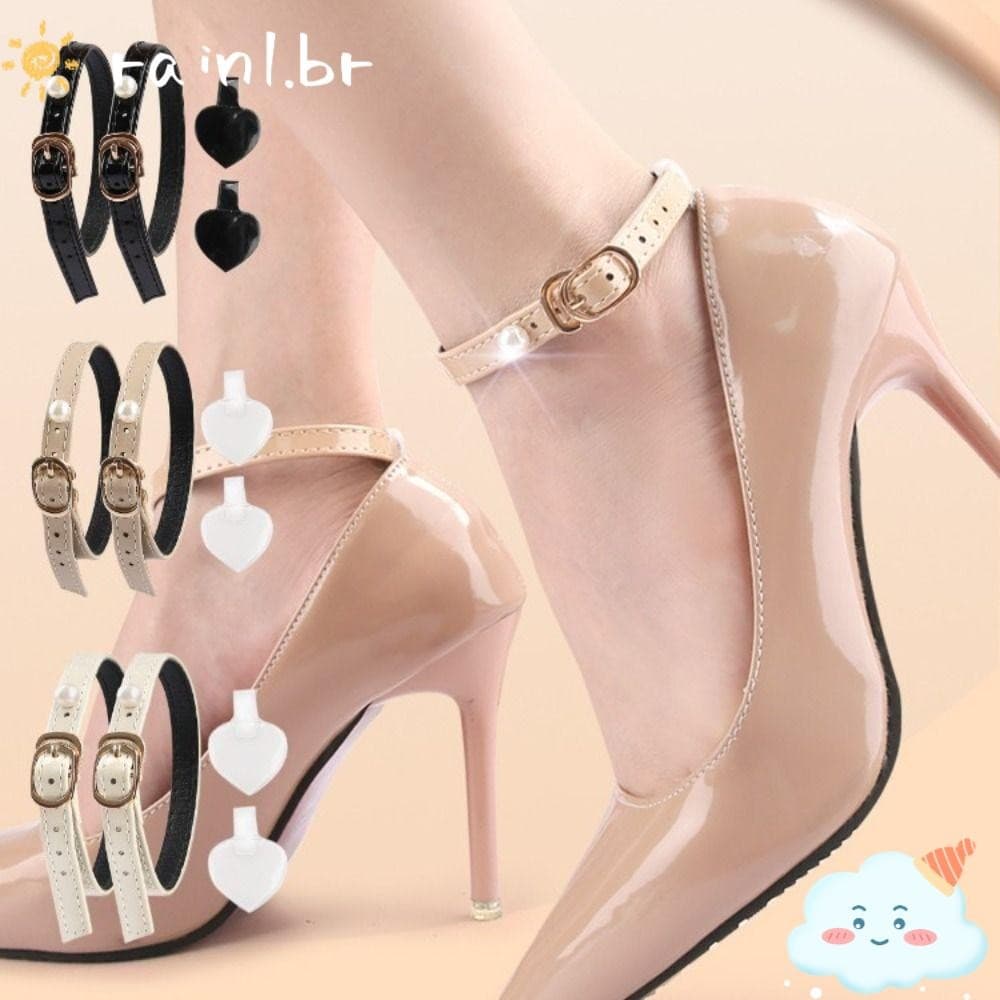 Chuva 1 Par De Faixa De Sapatos De Salto Alto , Cadarços Femininos Anti-Soltos , Cinto Ajustável De Tiras De Calcanhar Q