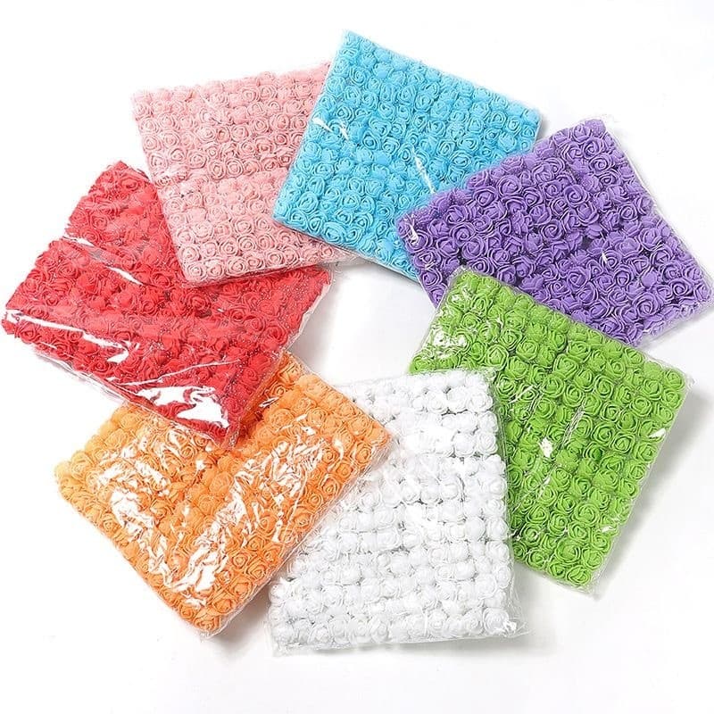 144/288 Mini Rosas Flores Rosinha Artificial Eva Cetim Decoração