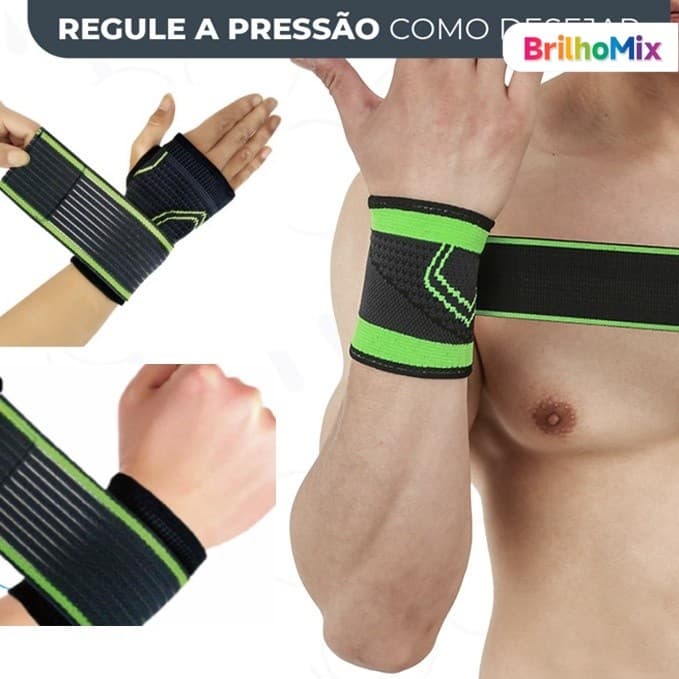 Equipamento de proteção esportiva compressão verde ajustável, bandagem quadrada elástica pulseira tensão de mão