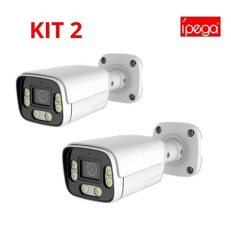 Kit 2 Câmeras de segurança HD com luz quente e visão diurna e noturna Ípega