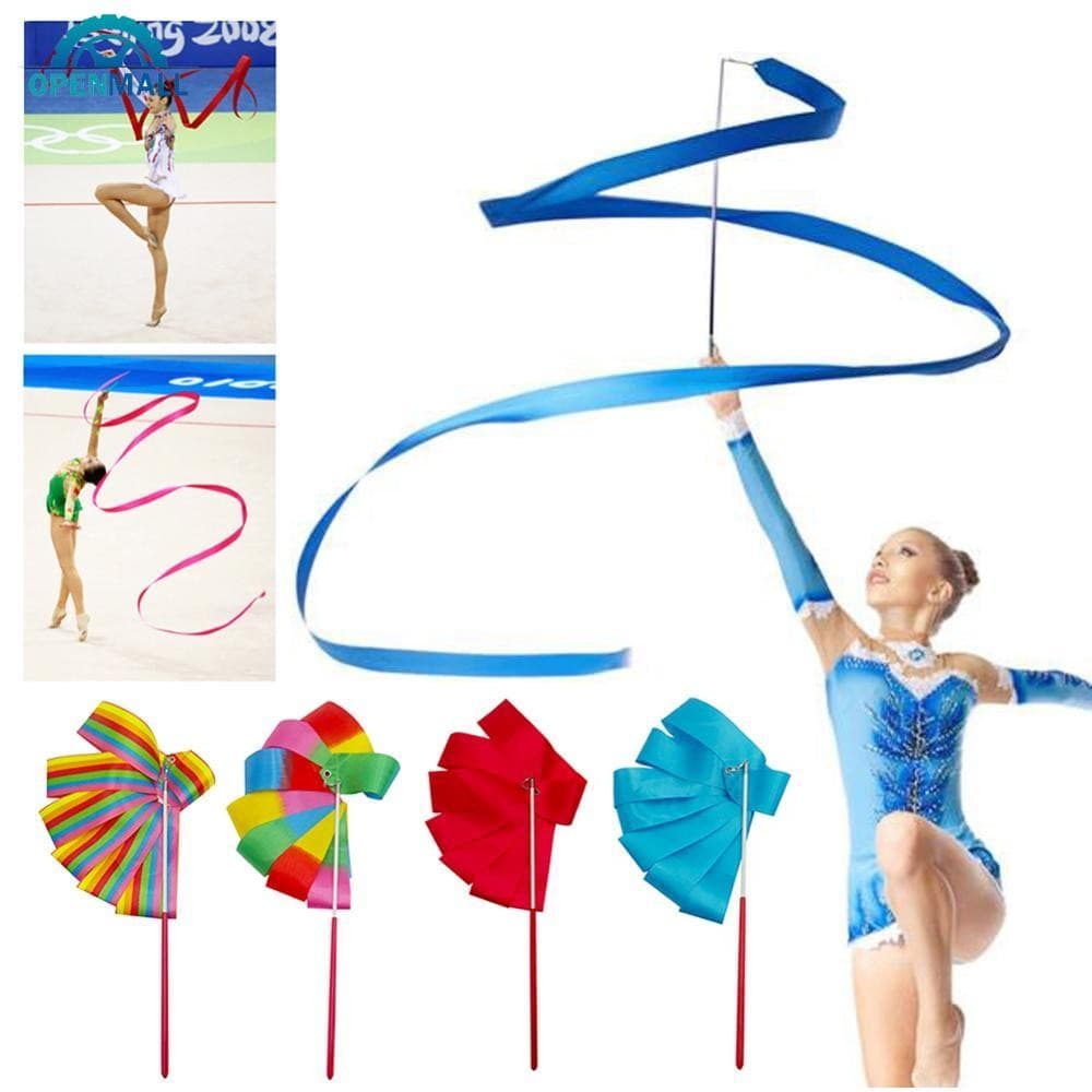 OPENMALL 2m/4m Colorido Ginásio Dança Arte Rítmica Fitas De Ginástica Ballet Streamer Girando Haste Vara Para Treinament