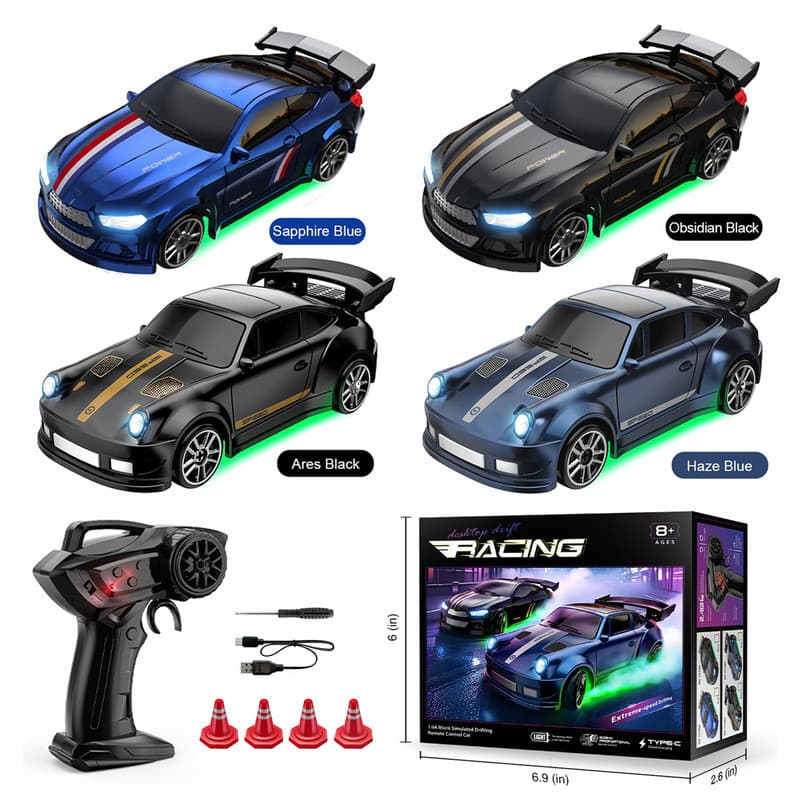 Desktop 1/64 MINI 4WD RC Drift Car BMW Porsche Modelo Pequeno Controle De Velocidade Do Acelerador Proporcional RTR 2.4G