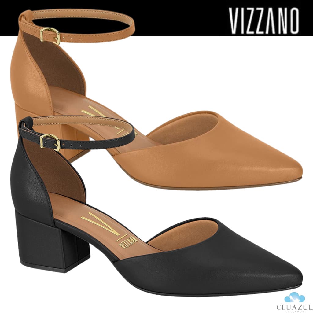 Sapato Scarpin Vizzano Salto Baixo Feminino Bico Fino Confortável Trabalho
