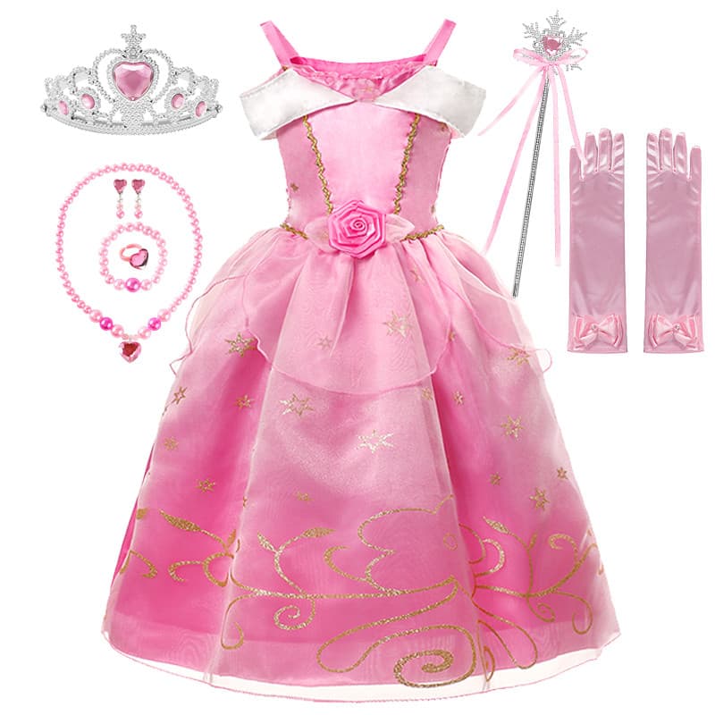 Meninas Cosplay Aurora Vestido De Princesa Disney Dos Bela Adormecida Traje Festa De Aniversário Das Crianças