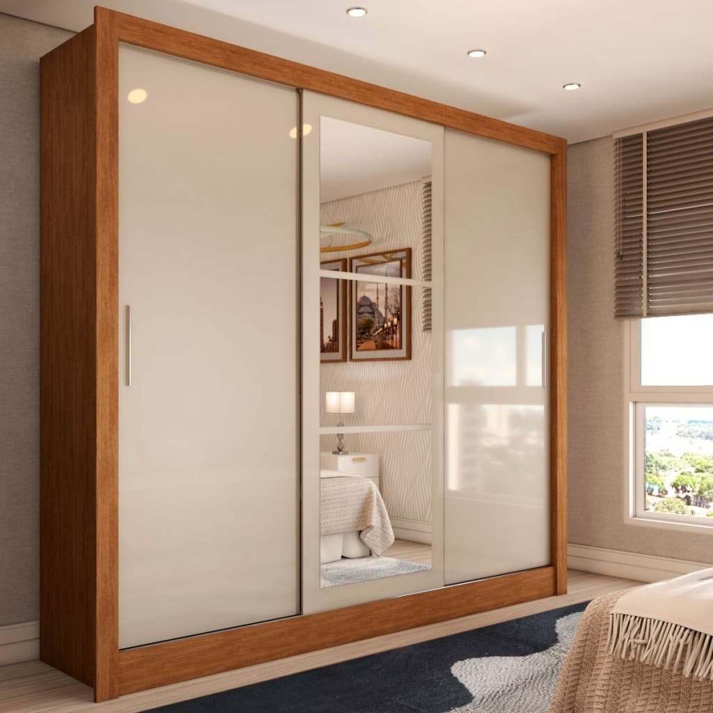 Guarda-Roupa Casal Cali 3 Portas 3 Gavetas com Espelho - Panorama Móveis