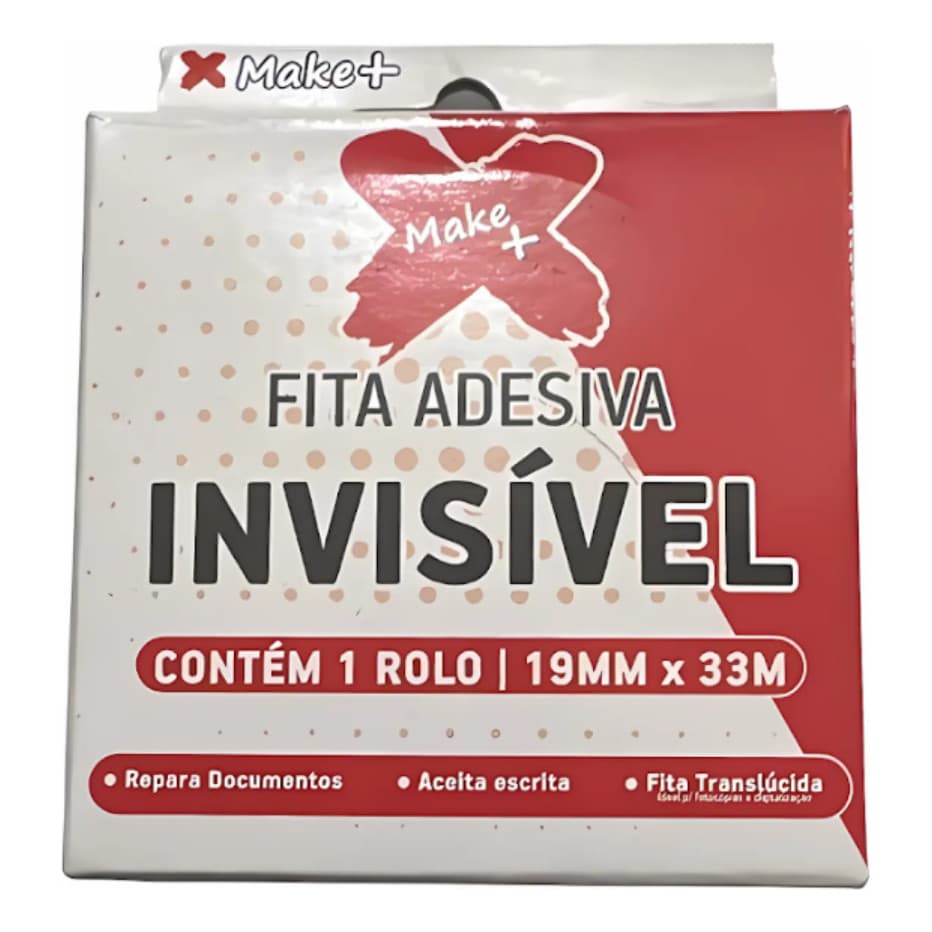 FITA ADESIVA INVISIVEL 19MM*33M CAIXA COM 1 ROLO ACEITA ESCRITA E TRANSLÚCIDA E REPARA DOCUMENTOS