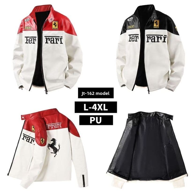 F1 bordado jaqueta de corrida jaqueta de couro Retro plutônio americano motocicleta jaqueta All-Match masculino feminino