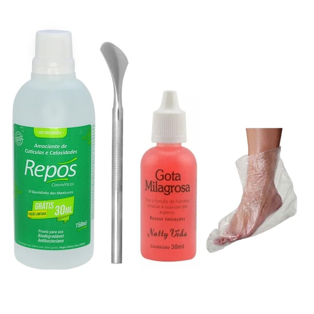Amaciante de Cutículas Repós 150ml + 222 + Gota Milagrosa Natty 30ml + 10 Botinhas Descartáveis