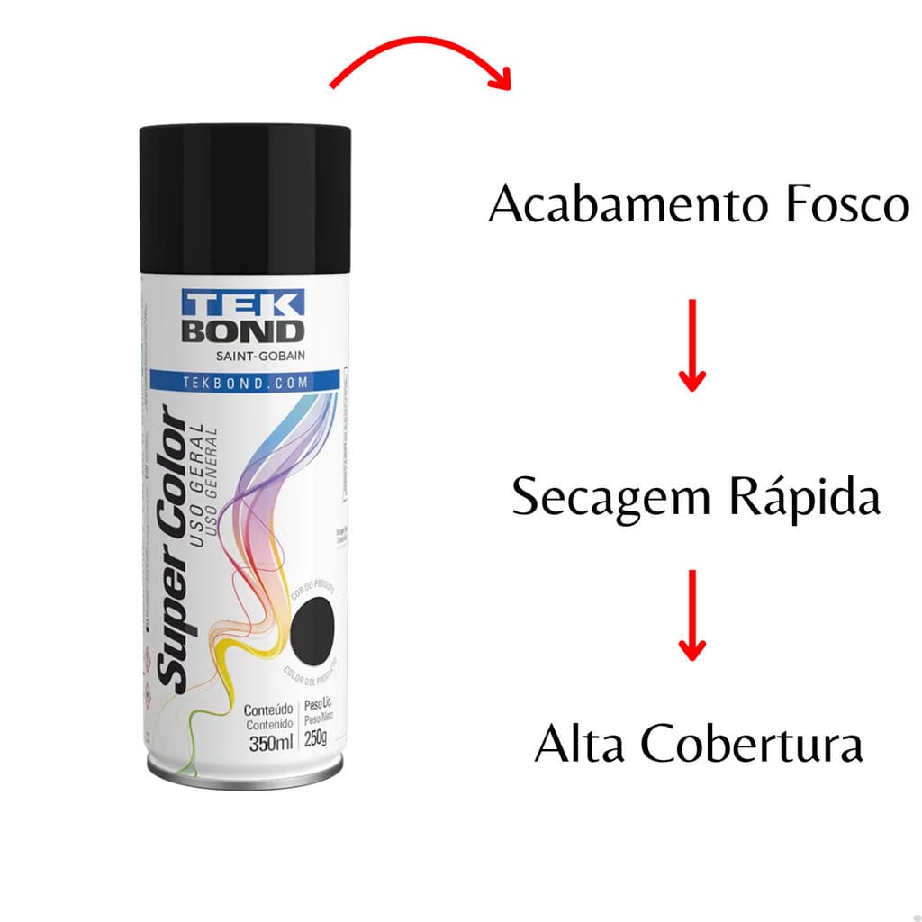 TINTAS SPRAY TEKBOND USO GERAL VARIAS CORES 350ML