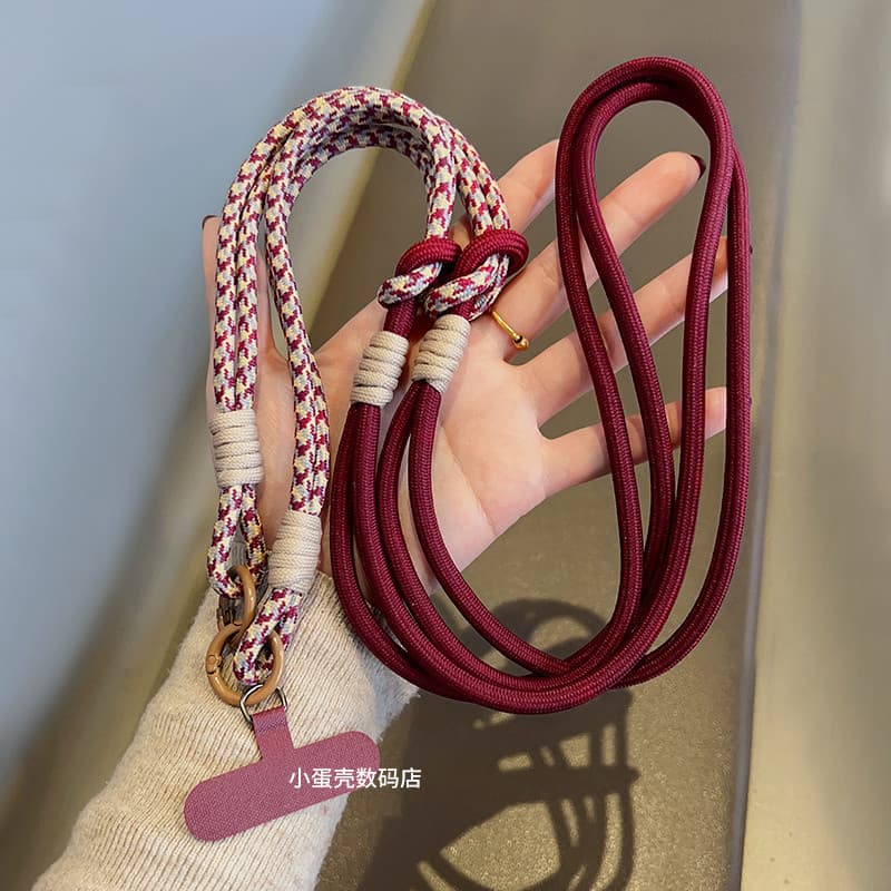 Cordão de telefone móvel longo Cross-corpo ajustável trançado pendurado pescoço corrente pulso grosso pingente ao ar liv