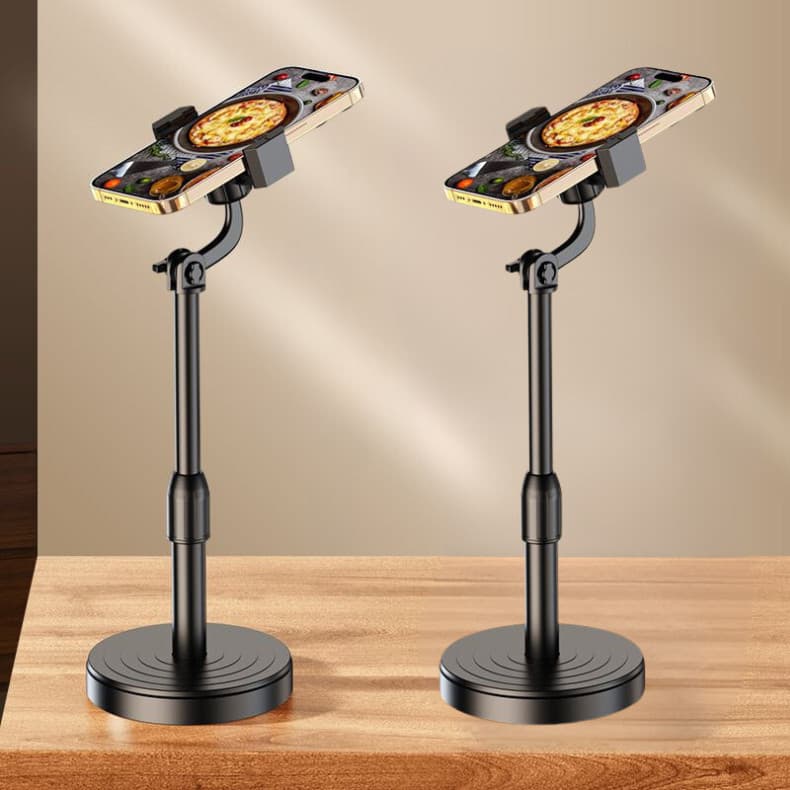 Kit Com 2 Suporte Tripé Para Mesa Com Mini Pedestal Ajustável 360° Ideal Para Gravação De Vídeos