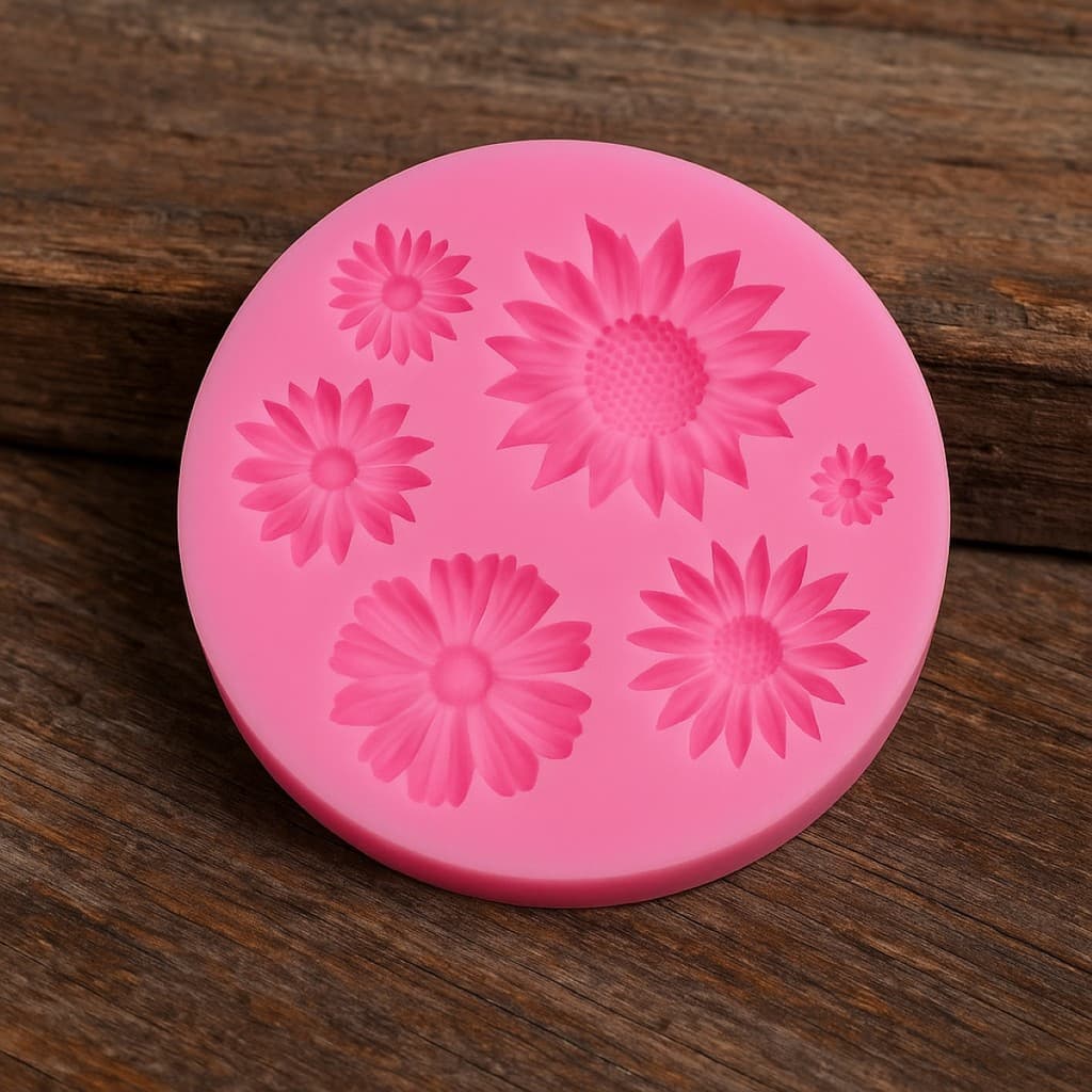 Molde De Silicone Flor Margarida Para Resina Biscuit Confeitaria Bolos Doces Pasta Americana Chocolate Artesanato Gesso