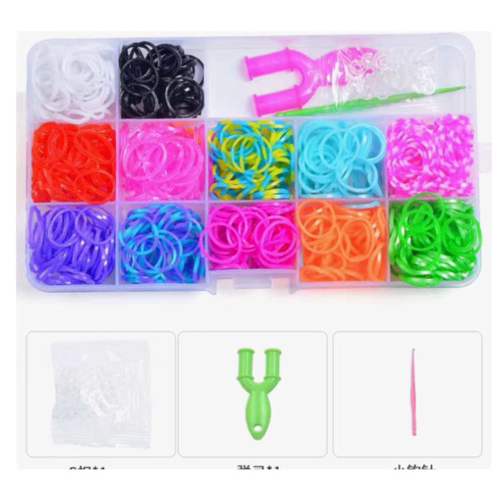 caxia) 600 （comElástico Loom Bands Clips Pulseira Cores Sortidas