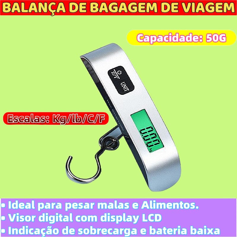 Balança Eletrônica para Viagem Uso Fácil Ferramenta Útil Lndicação De Sobrecarga E Bateria Baixa