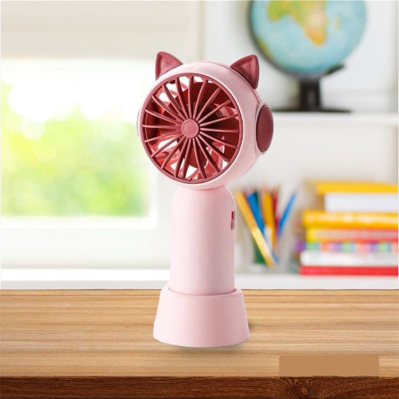 Mini Ventilador Fan Orelinha Gatinho/Urso Recarregável Portátil Mão Mesa Usb ATACADAO BAZZAR