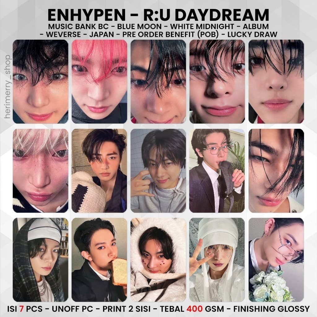 (Contenção 6-7 PCS) EN * NH * A RU DAYDREAM Photocard-PC 2 Lados KPOP Premium Merch Não Oficial Engene Romance Contado