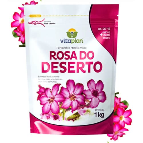 Fertilizante Adubo Rosa Deserto Vitaplan 1kg Floração Para Plantas Flores Sempre Bem Nutridas