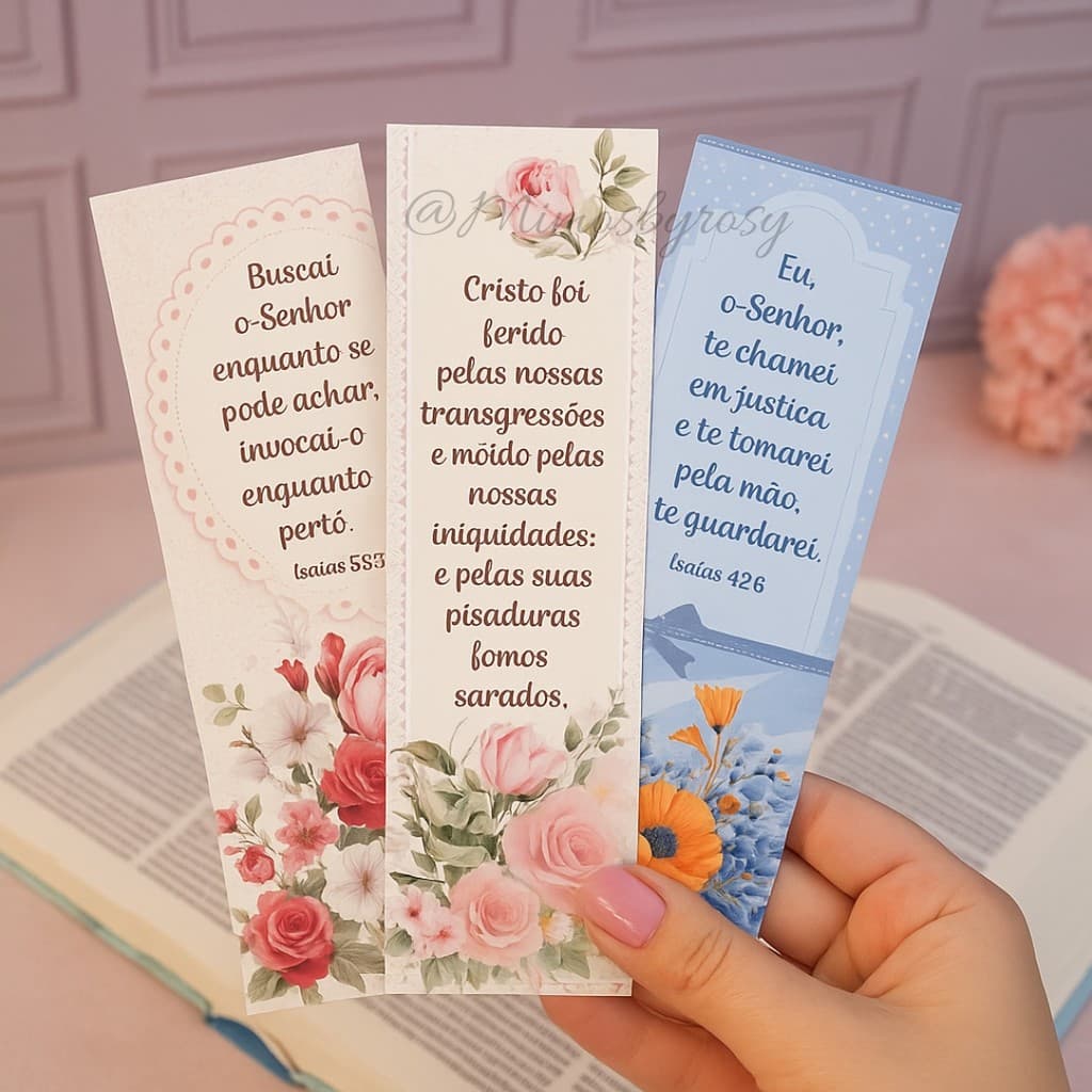 100 UNIDADES Marca-página Evangélico MODELO FLORAL  – lembrancinha cristã para jovens, Bíblia e livros