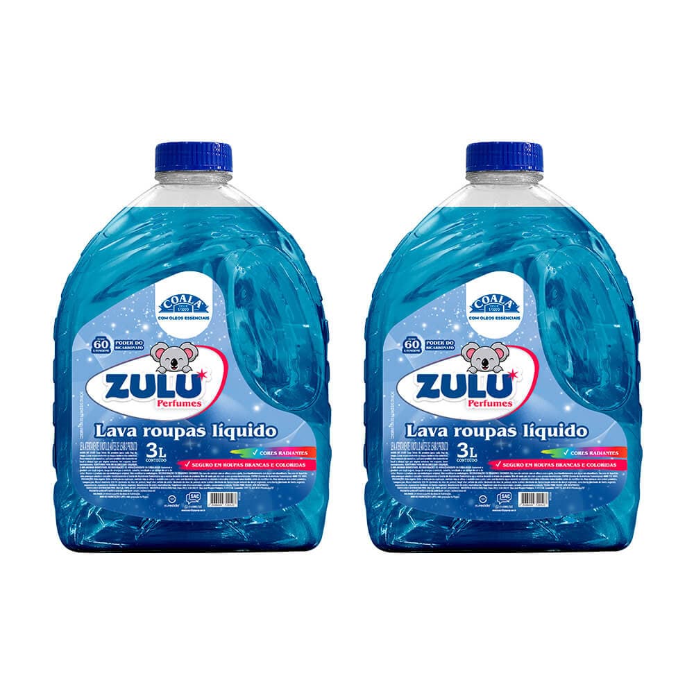 Kit 2 Lava Roupas liquido Zulu perfumes/Coala 3L