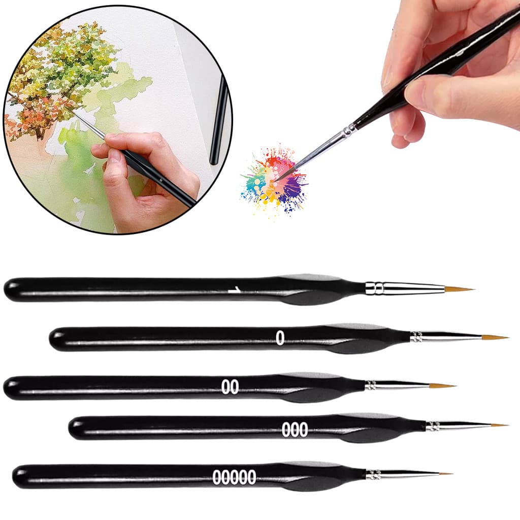 Kit De Pincéis De Pintura Em Miniatura Com Detalhes Ultrafinos , 5 Peças , Conjunto De Ferramentas Para Acrílico , Aquar