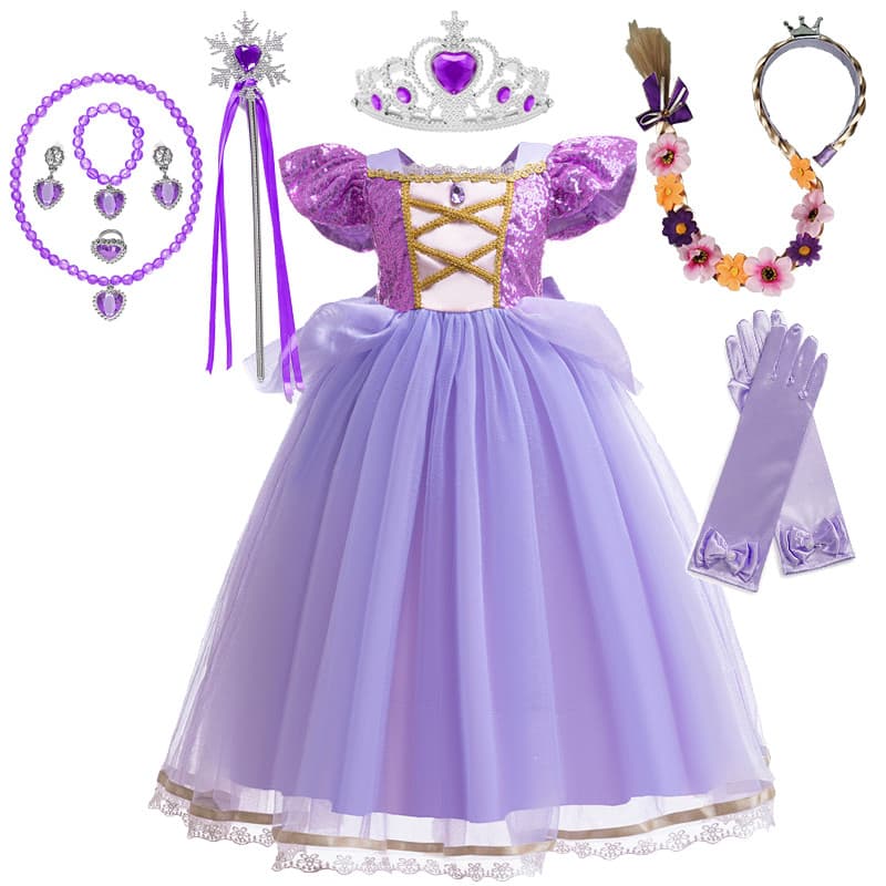 Meninas Rapunzel Vestido De Princesa Halloween Carnaval Cosplay Traje Crianças Festa De Aniversário Vestir-Se Roupas Dis
