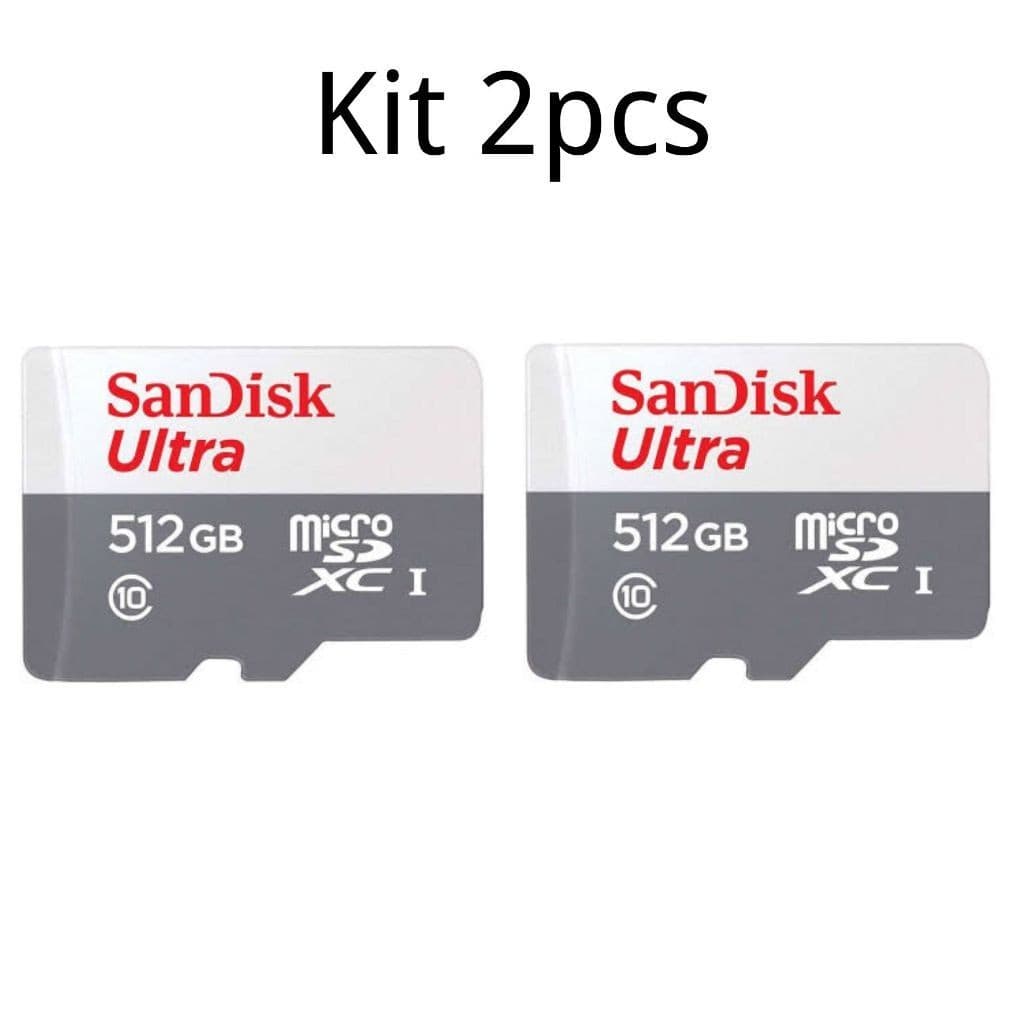 KIT 2 Cartão Memória Micro Sd Sandisk 512GB Classe10 Ultra