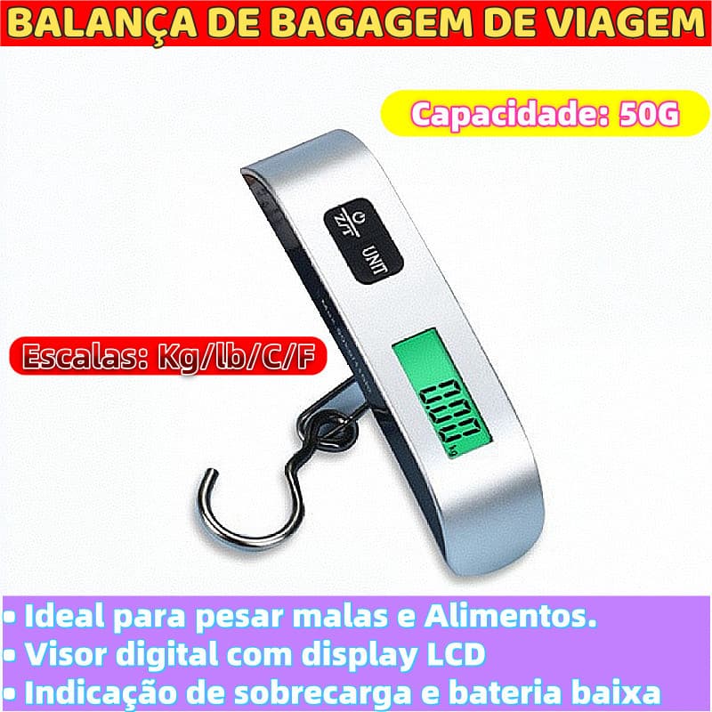Balança Digital De Bagagem Para Viagem Prático e Fácil Manuseio Ideal para pesar malas e Alimentos