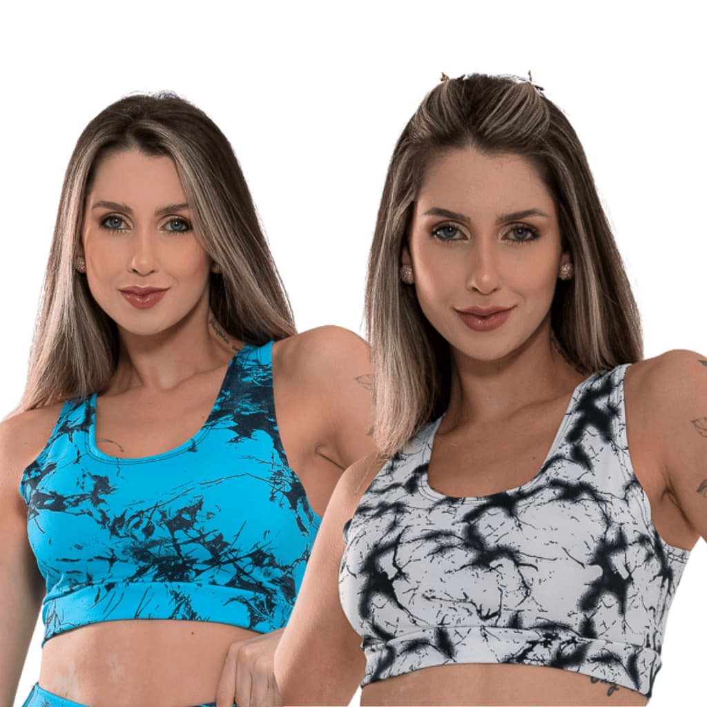 Kit 2 Top Marmorizado Sem Bojo Cropped Feminino Suplex para Academia