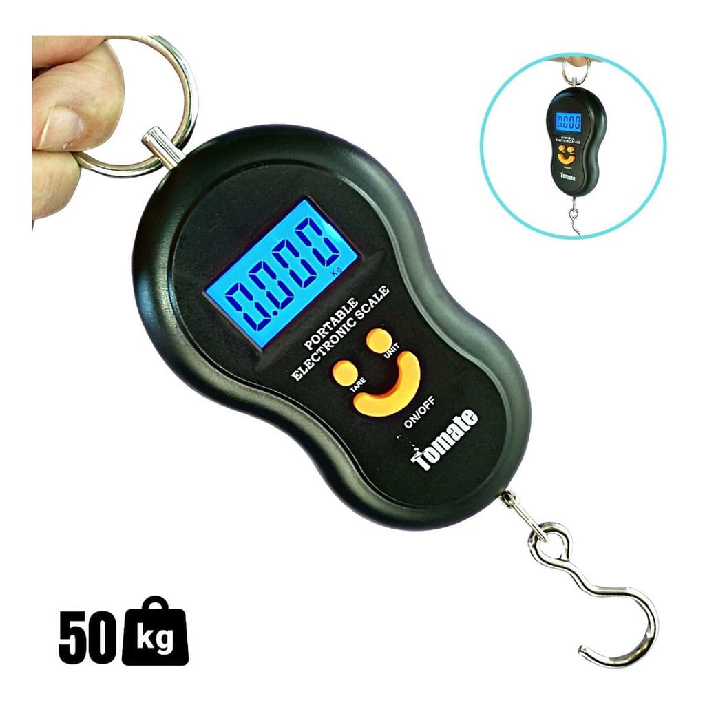 Balança Digital de Viagem - Pese Malas e Peixes até 50kg Precisão ±5g Material ABS Duravel LCD