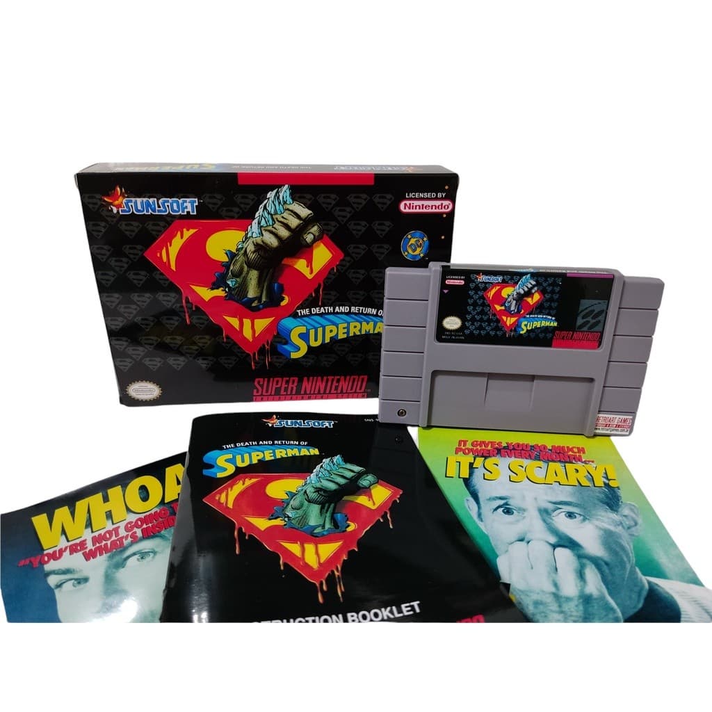 Jogo The death and return of Superman super nintendo com caixa e manual completo novo
