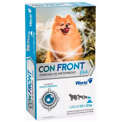 Antipulgas e Carrapatos Para Cães de 2 a 10kg Confront Plus World em Pipeta de 0,67ml.