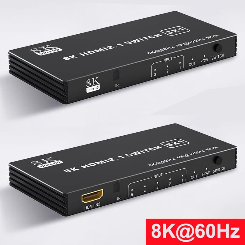 HDMI2.1 8K60Hz 3x1 4x1 5x1 HDMI Switcher 3 4 5 Em 1 Saída 4K 120Hz HDR10 Adaptador Conversor De Áudio E Vídeo