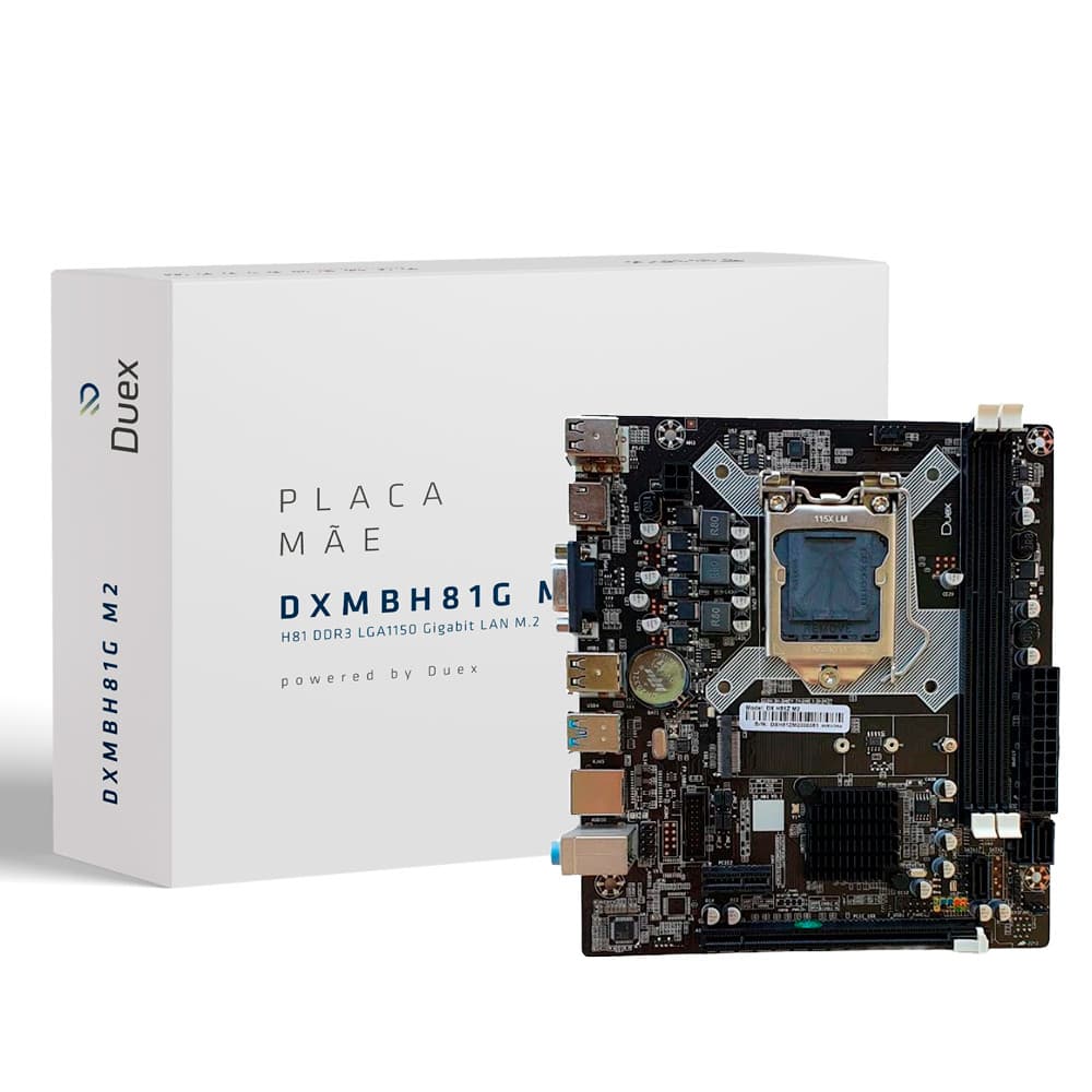 Placa Mãe Duex DXMBH81G M2, Chipset H81,Intel LGA 1150, (4 e 5 gen), mATX, DDR3 - DXMBH81G