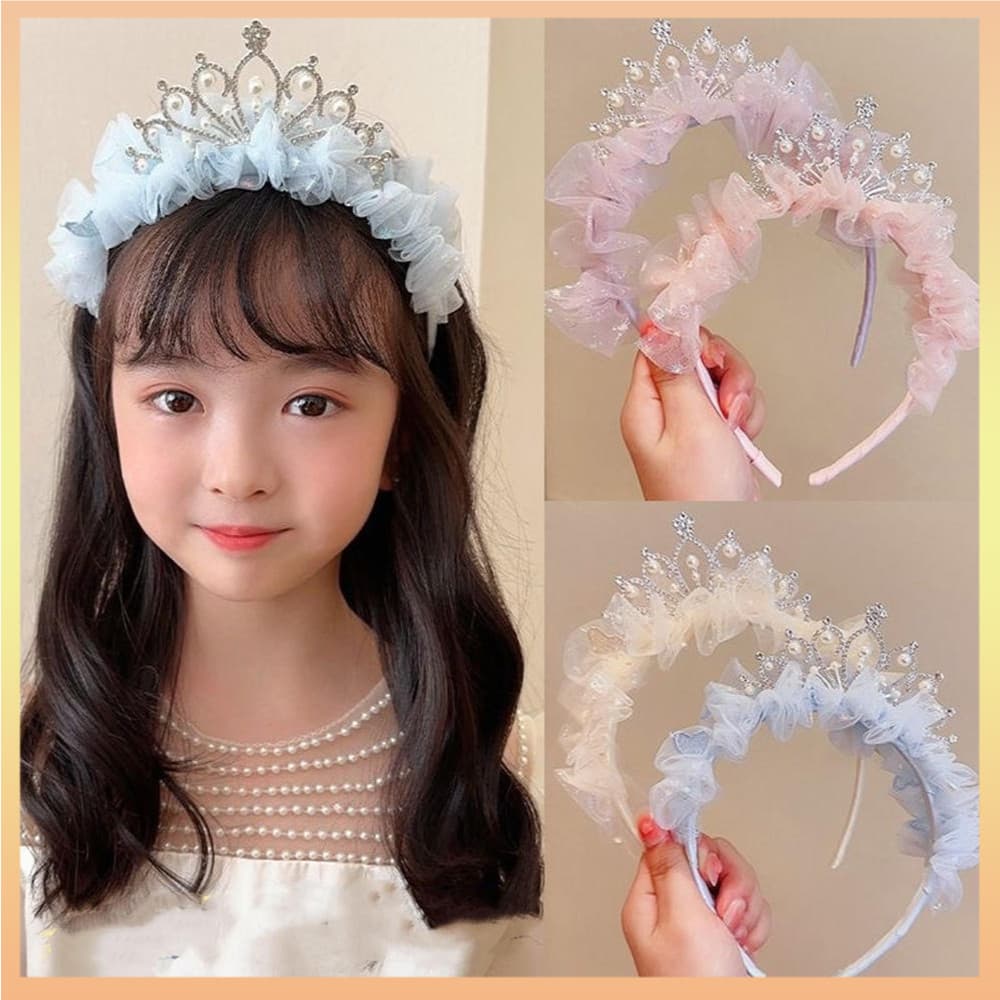 Acessórios De Cabelo Pérola Princesa Coroa Malha Fada Bebê Bandana Para Crianças Celebração Meninas