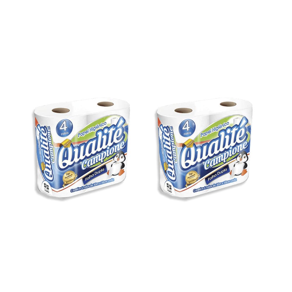 Kit 2 Pacotes de Papel Higiênico Folha Dupla Qualité com 4 rolos de 30 metros