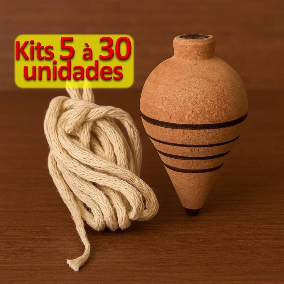 5 à 30 unidades Pião de Madeira + Fieira Ponta de Ferro Redonda