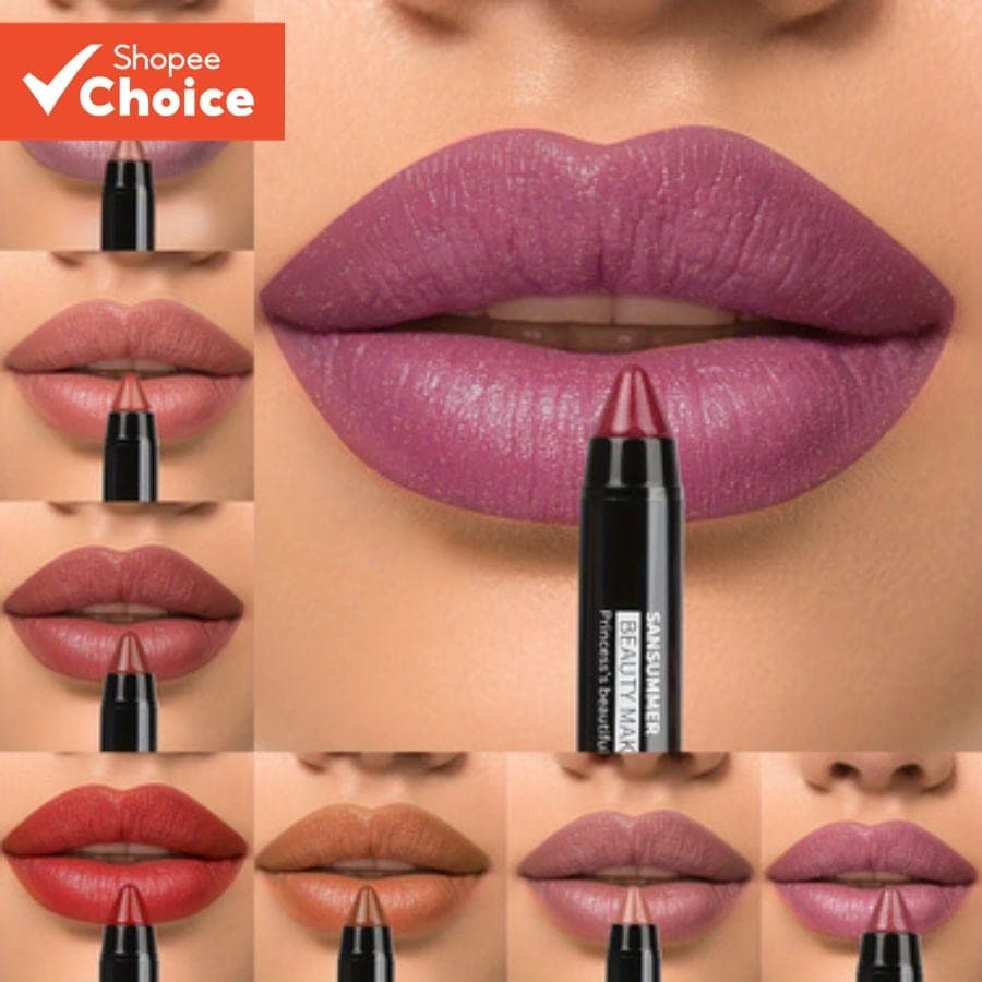 Batom 8 Cores Hidratante, Efeito Longa Duração, Impermeável e Suave