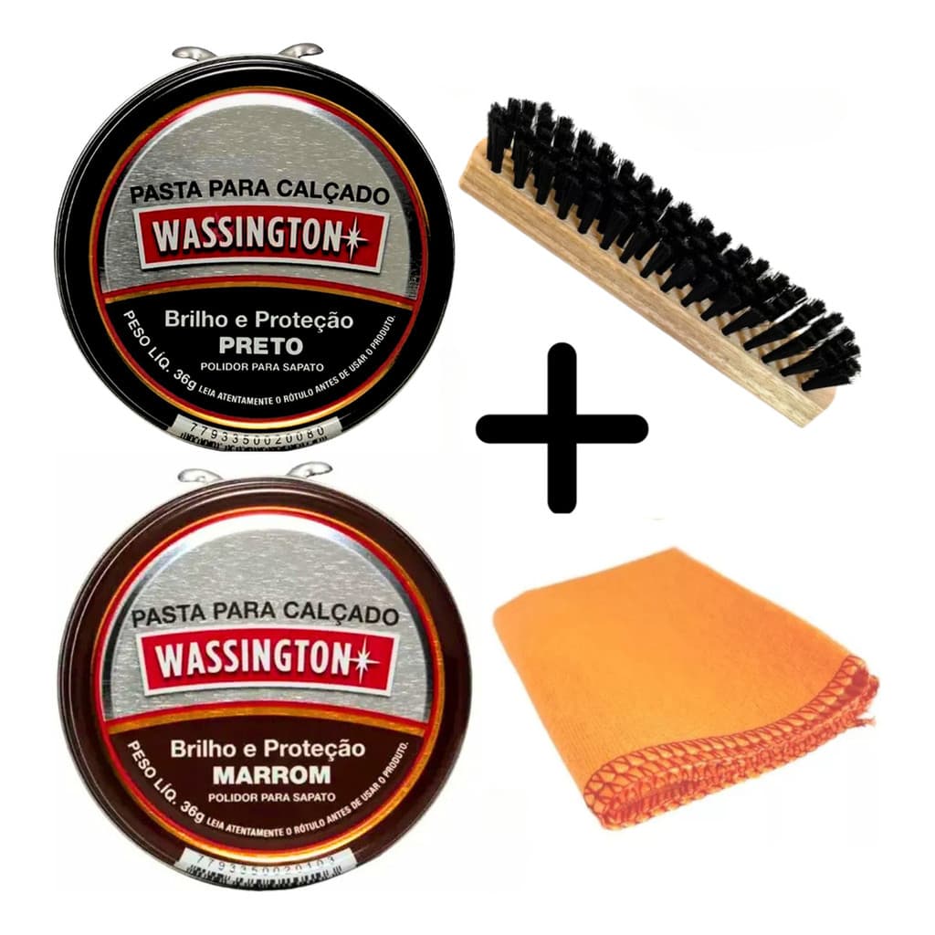 Kit 2 Graxas Cera Preto Marrom 1 Escova 1 Flanela Polidor