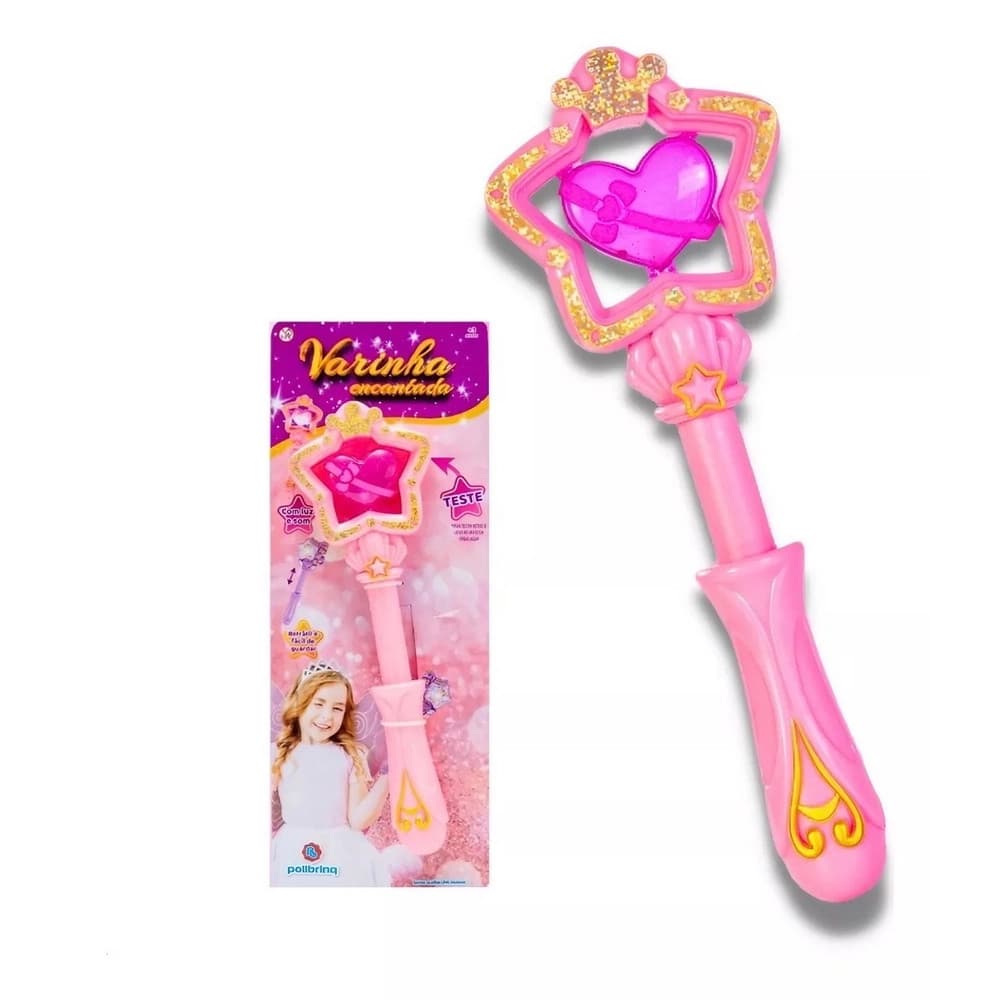 Varinha Encantada Polibrinq com Luz + Brilho Labial - Polibrinq