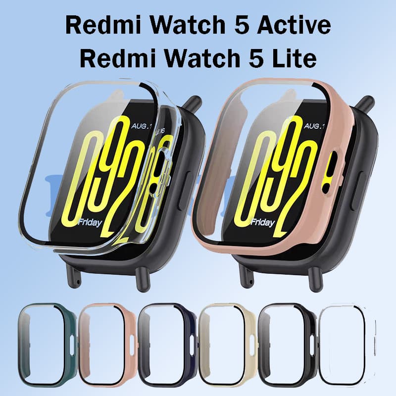 Lua cheia Case Para Redmi Watch 5 Active / Lite Hard PC Case Capa Protetora De Tela De Vidro Temperado