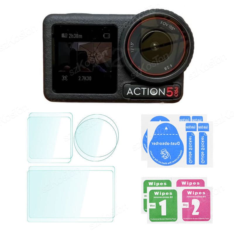 1/2 Conjunto Protetor De Tela Para DJI Osmo Action 5 Pro Ultra-Transparente Vidro Temperado Lente Da Câmera Filme De Ace