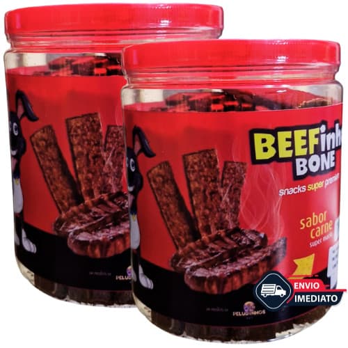 Kit 2 Bifinho BEEFinho Bone 1 KG Petiscos Cães Cachorro Pet Premium - 2 CARNE