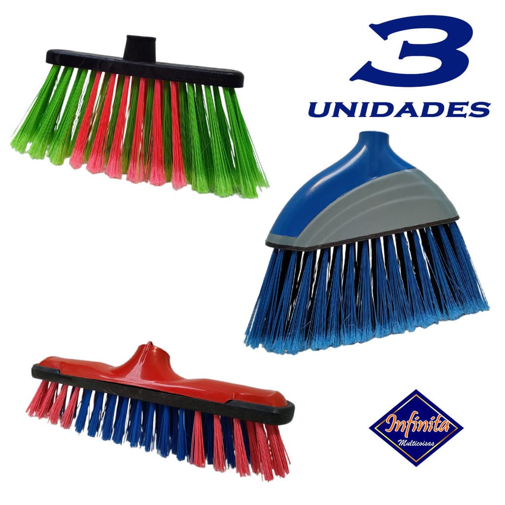 Kit 1 a 3 Vassoura multiuso esfregão limpeza chão limpa piso SEM CABO