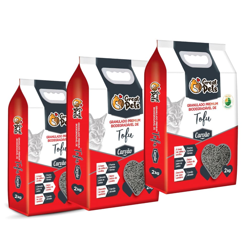 Kit 3 Areia Biodegradável Tofu Great Pets Gatos 6kg
