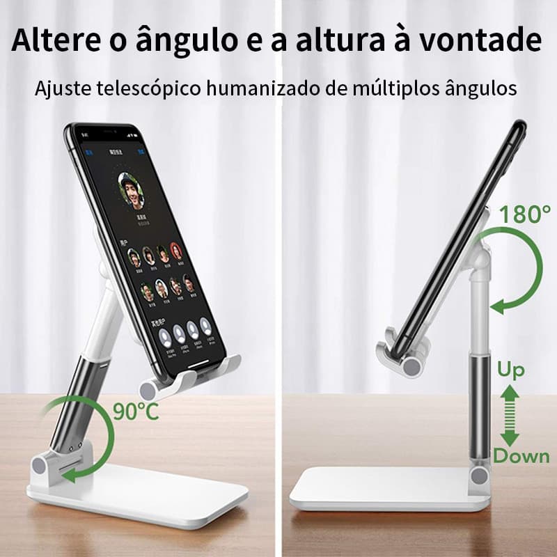 Suporte Celular/Tablet Reforçado Ajustável 180° Mesa Universal Dobrável ABS - Portátil, Frete Grátis